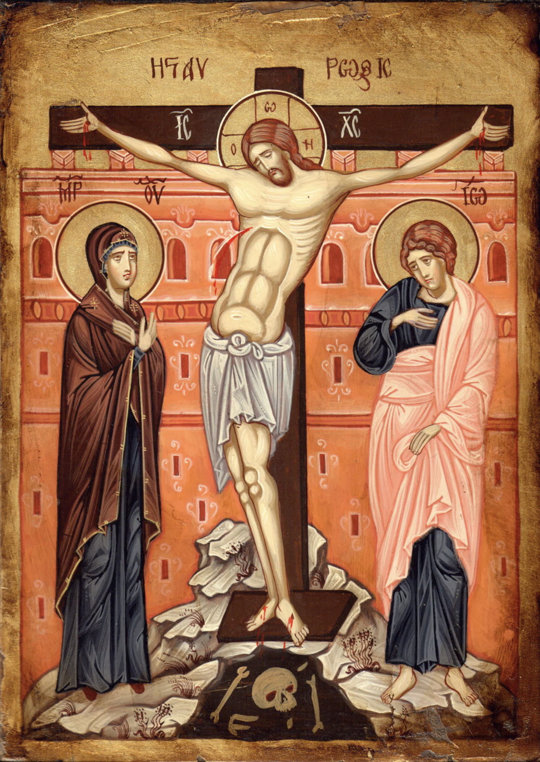 Crucified X, Theotokos, John